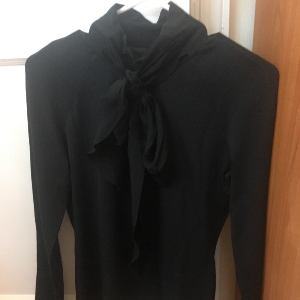 Black pussy-bow blouse